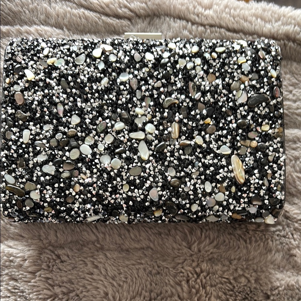 Elegant Black and Silver Clutch NWT